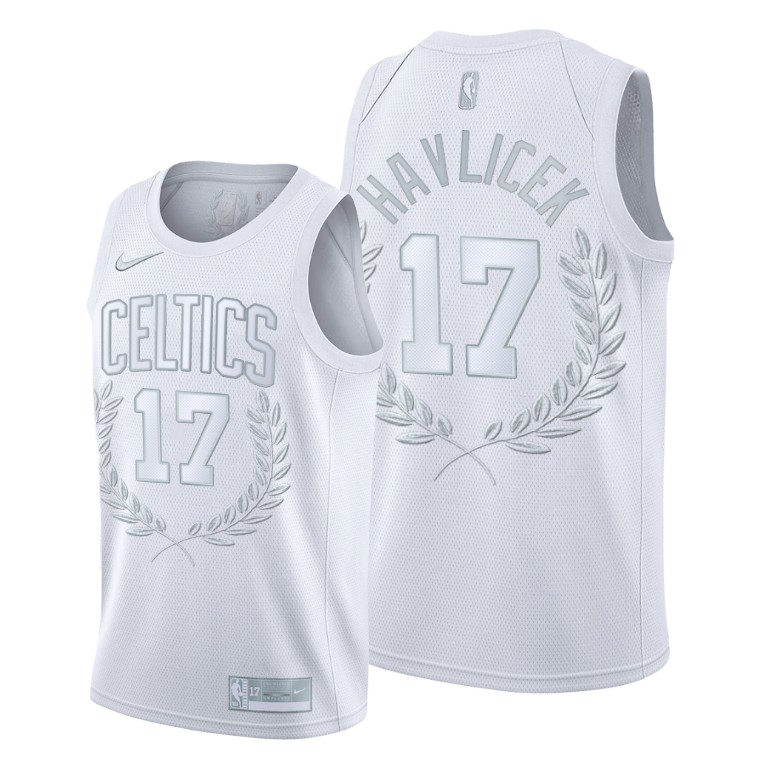Men's Boston Celtics John Havlicek #17 Glory Limited Hall of Fame Platinum Jersey 2401XQYP